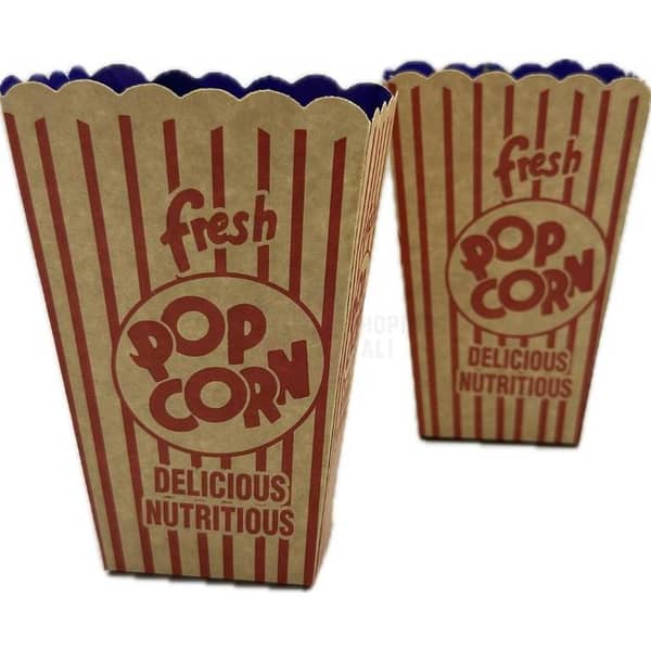 Pack of 8 Red Lines Popcorn Boxes - Size 5.5 x 3.5 Inches
