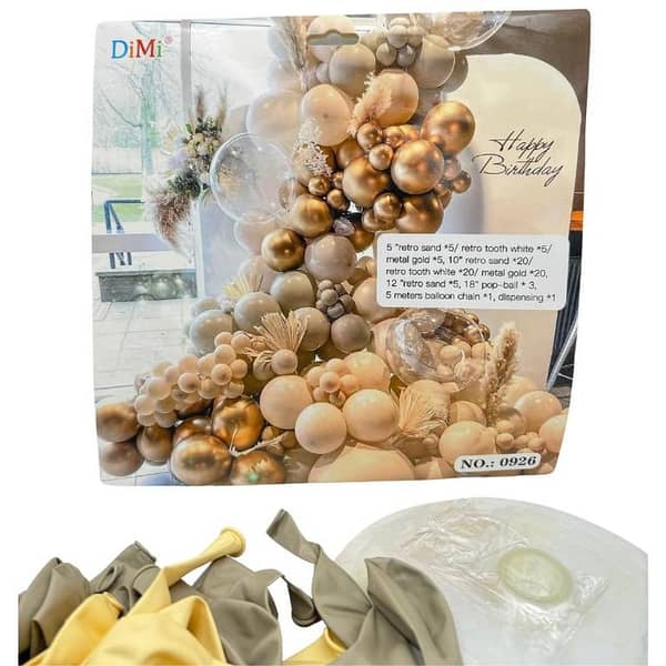 Retro Sand Color Party Balloon Set with Latex and Transparent Balloons, Arch and Double Tape