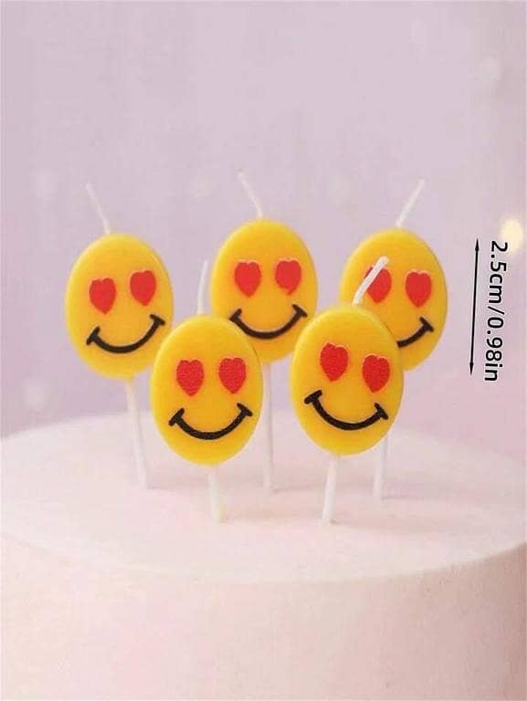 Pack of 5 Love Eye Emoji Candles for Themed Cake Decoration
