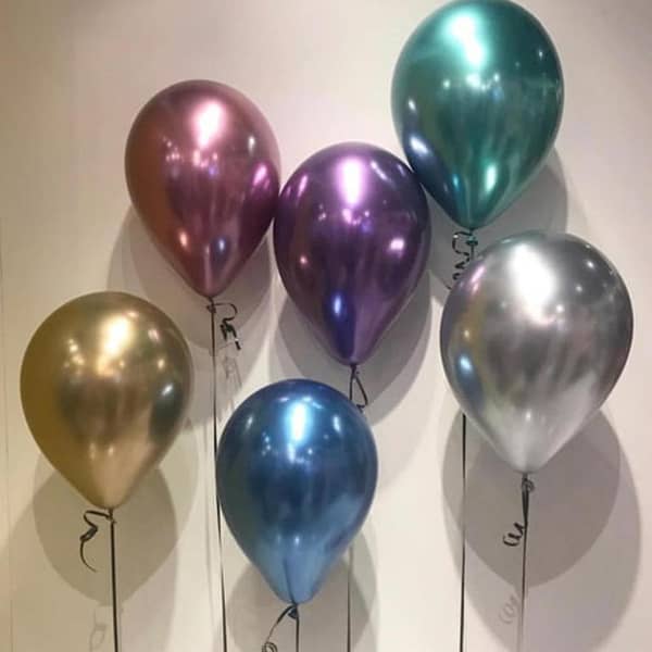 Pack of 10 Multi Metallic Chrome Balloons - 10 Inch Size