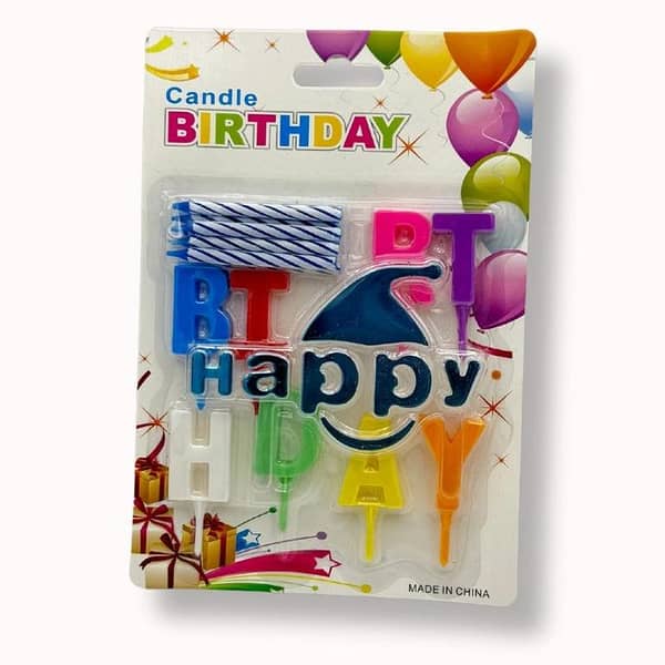Blue Happy Birthday Smiley Candles - 13-Piece Set for Cake Decoration