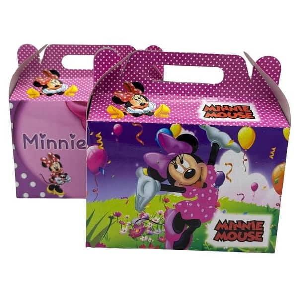 Pack of 10 Minnie Mouse Theme Goody Boxes - Each Box Measures 6.5 x 7 x 3.5 Inches