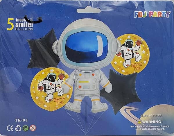Pack of 5 Space Theme Foil Balloons - Ideal for Space Party Decorations