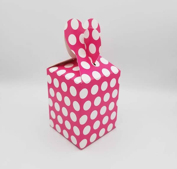 Pack of 10 Dark Pink Polka Dot Goody Boxes - 7x5x4 Inch Size