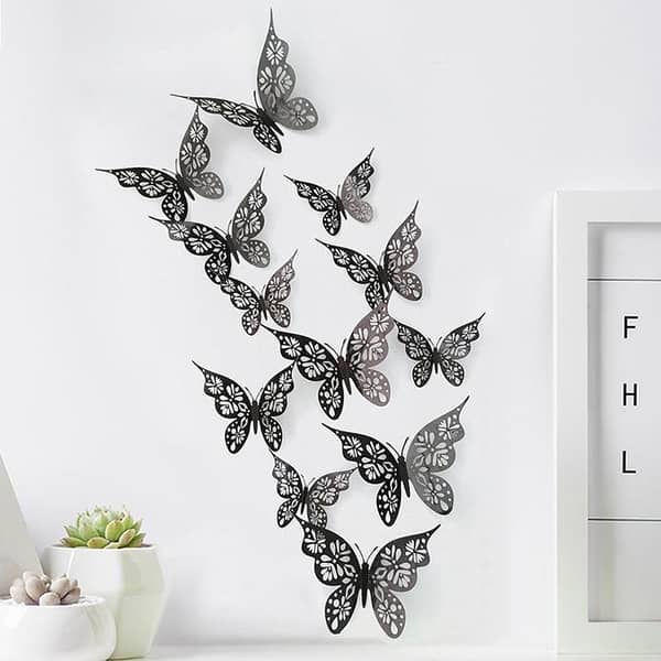 Pack of 12 DIY Butterfly Wall Stickers for Nursery Decor - 3 Different Sizes