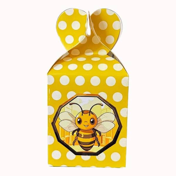 Pack of 10 Honeybee Theme Goody Boxes - Gift Boxes for Birthday Parties - One-Sided Sticker Design