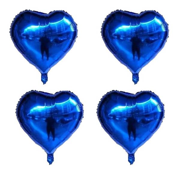 Pack of 4 Dark Blue Heart Shaped Foil Balloons - 18 Inch Size