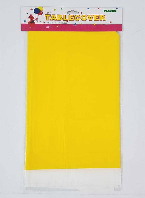 Yellow Plastic Table Cover with White Center - 108 cm x 180 cm