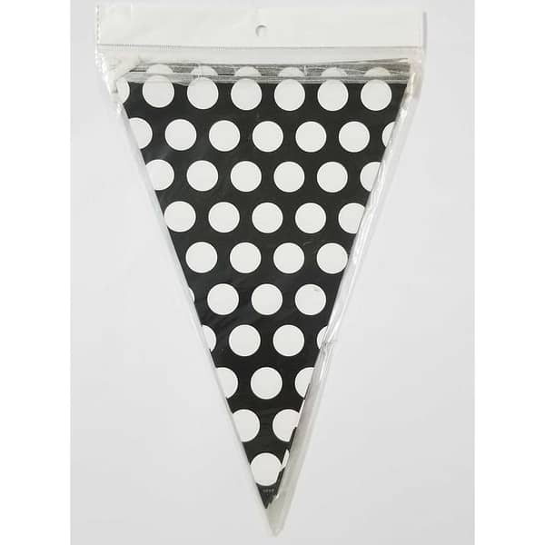 Pack of 10 Black Polka Dot Birthday Party Flags for Decorations