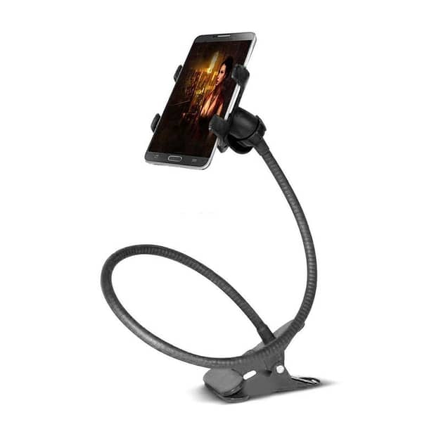Gooseneck Clamp Mobile Holder - Black - Flexible Smartphone Mount - Single Unit