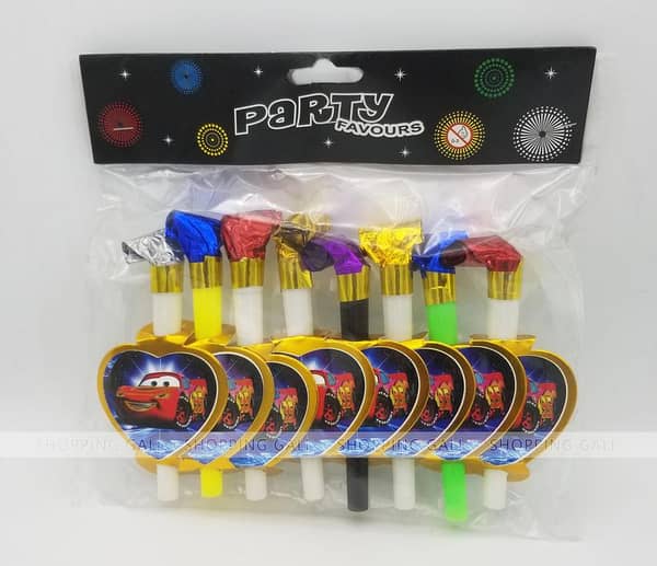 Pack of 8 Cars Theme Whistles for Birthday Parties