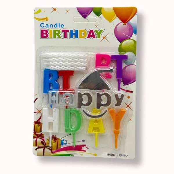 Smiley Candles for Birthday - Silver Cake Decoration - Set of 13