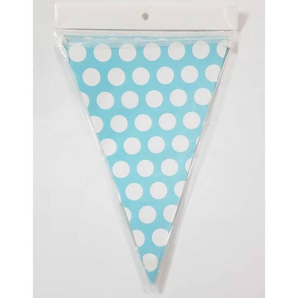 Pack of 10 Light Blue Polka Dot Birthday Party Flags Banner