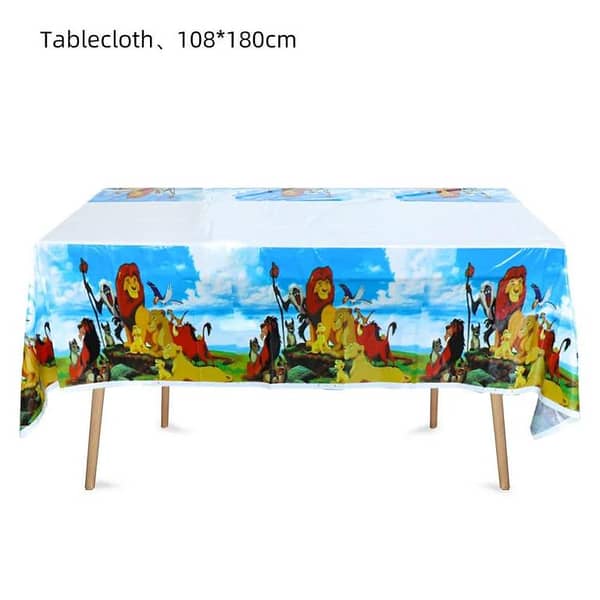 Lion King Table Cover - 108 cm x 180 cm - Yellow Plastic Cover - Unisex Design