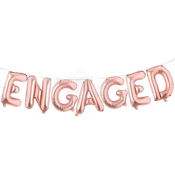 Rose Gold Engaged Foil Balloon Set for Engagement Party Decorations - 16 Inch Letters