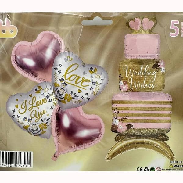 Set of 5 Wedding Wishes Foil Balloons for Party Decoration