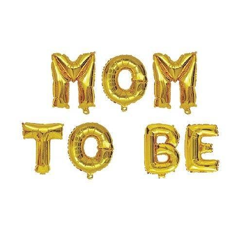 Golden 16-Inch Mom to Be Foil Balloons - 7 Alphabet Pack