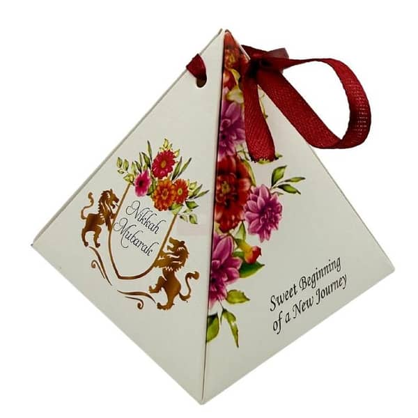 Pyramid Design Bidh Boxes - 3.4" Height x 3.1" Width, Multicolor Favor Boxes, Pack of 50