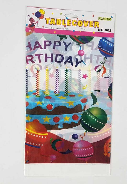 Multi-Color Happy Birthday Table Cover - 108 cm x 180 cm