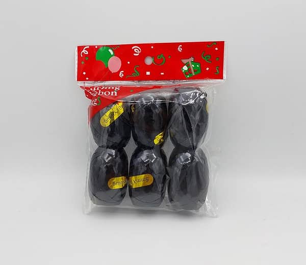 Pack of 6 Black Ribbon Eggs for Balloon Decoration