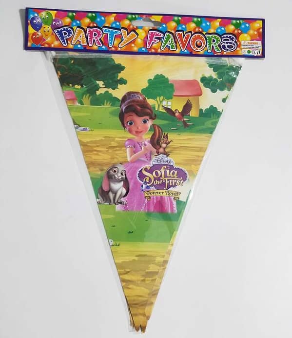 Princess Sofia Bunting Flags - Set of 10 Party Banner for Princess Sofia Theme Celebrations