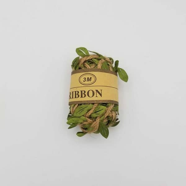 Artificial Leaf Jute Ribbon Bail - 3 Meter Length in Khakhi