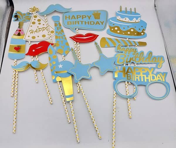 Birthday Party Props for Fun Photo Booth and Table Decoration