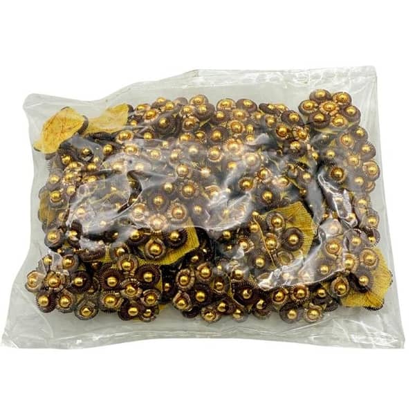 Pack of 75 Gold and Bronze Metallic Hexagon Flower Craft Embellishments, Each 1.1 Inches