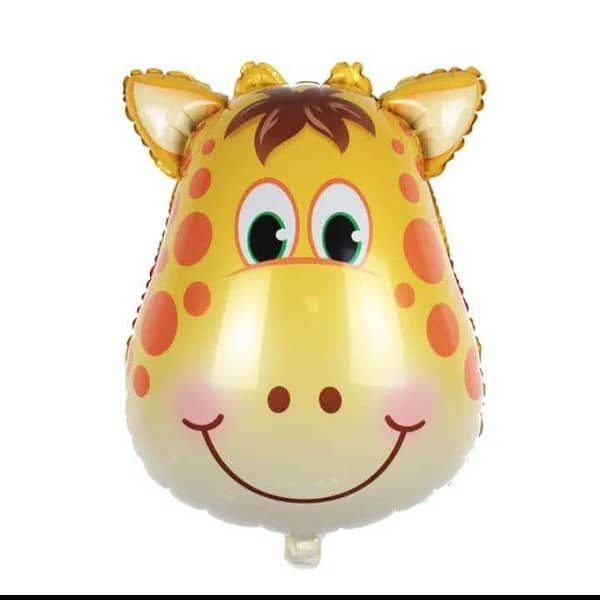 Jungle Theme Giraffe Foil Balloon - 14 Inch Size - Includes 1 Balloon and 1 Straw