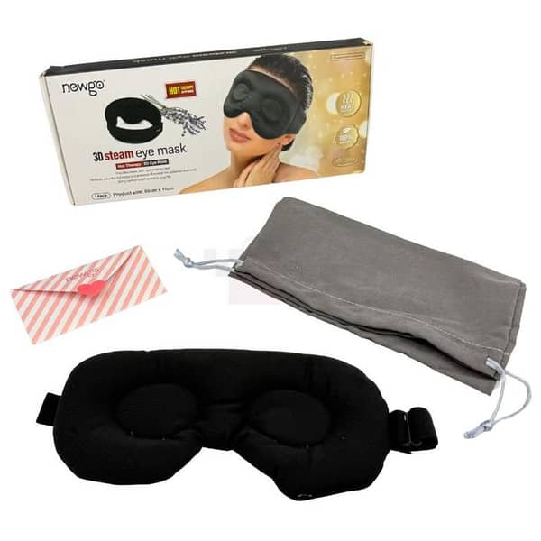 3D Black Steam Eye Mask - 68 cm x 11 cm - Hot Therapy - Single Pack