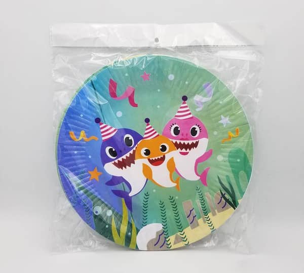 Pack of 10 Baby Shark Theme Paper Plates - 9 Inch Size