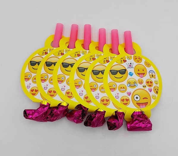 Pack of 6 Emoji Theme Whistles for Parties and Decorations