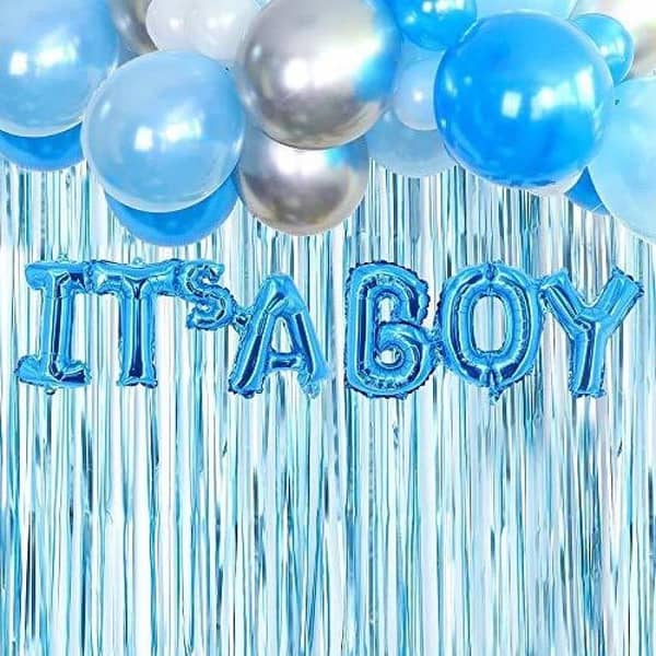 Blue Foil Balloon Set: Its a Boy Design, Pack of 2, 24x9 Inches
