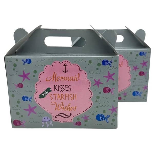 Pack of 10 Mermaid Theme Goody Boxes - Each Box Measures 6.5" x 7" x 3.5"
