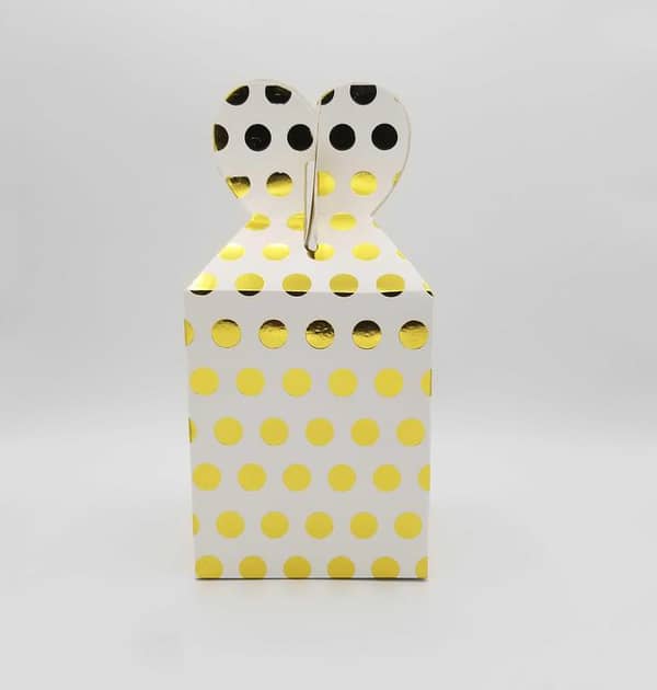 Pack of 10 Golden Polka Dot Theme Favor Boxes for Parties