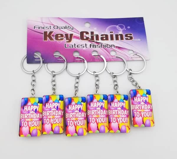 Pack of 6 Happy Birthday to You Keychains for Party Favors