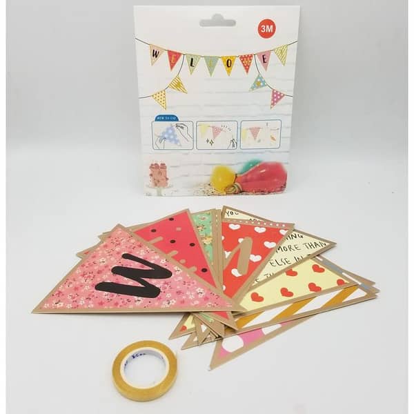 WELCOME WORD BANNER WITH RIBBON - 12 CARDS, 3 METERS LONG