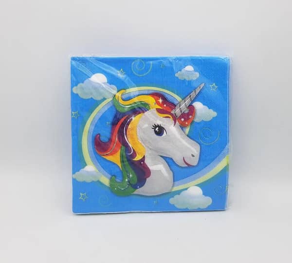 Pack of 20 Blue Unicorn Theme Napkins for Girls' Birthday Parties