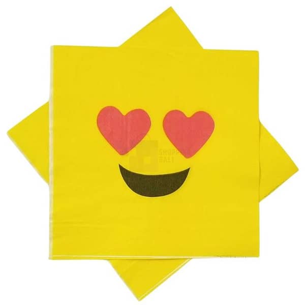 Pack of 5 Yellow Napkins with Love Eye Emoji Design - Unisex