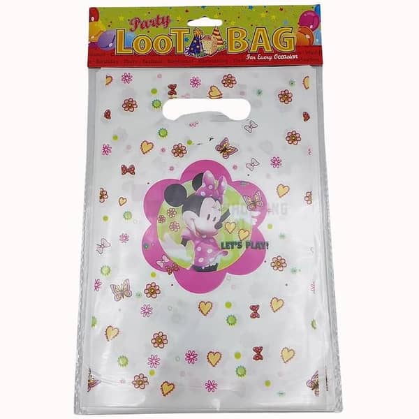Pack of 10 Minnie Mouse Goody Bags - 10x6.5 Inches - Pink Party Favor Bags