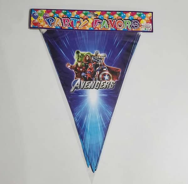 Avengers Bunting Flags - 60-Inch Blue Banner - Boys Birthday Theme - Set of 10