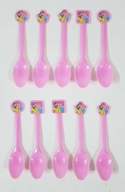 Princess Theme Pink Spoons - 6 Inch Tableware - Set of 10