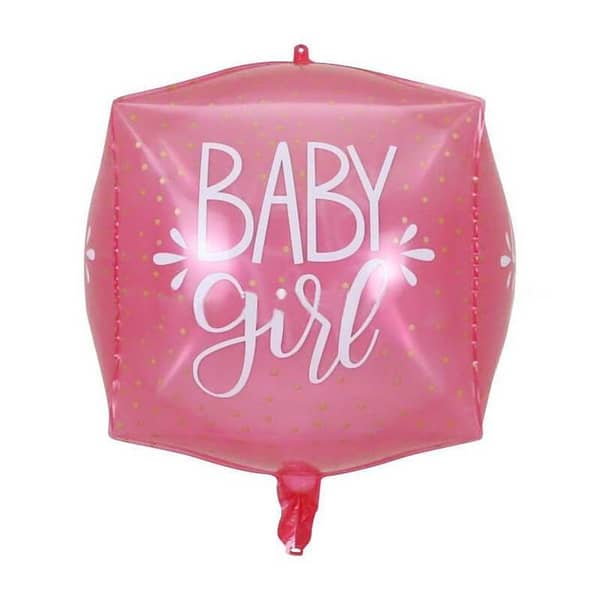 24-Inch 4D Cube Foil Balloon for Baby Girl