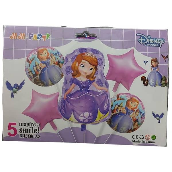Pack of 5 Princess Sofia Foil Balloons - Includes One Large and Four 18-Inch Balloons