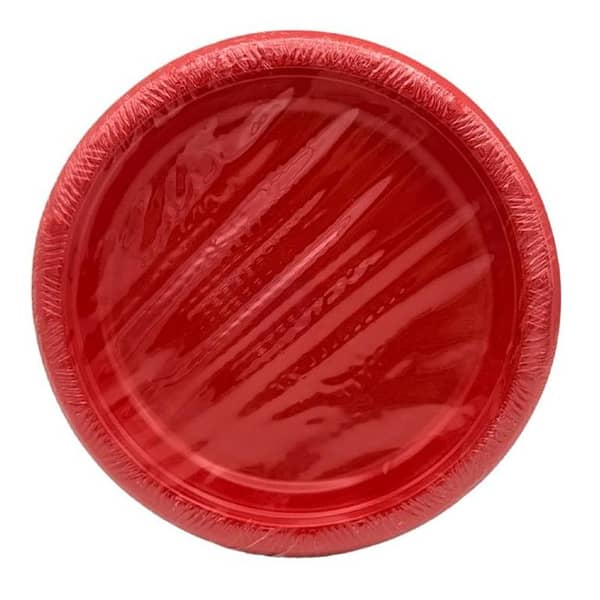 Red 7-Inch Disposable Plastic Plates - Pack of 10 for Unisex Use