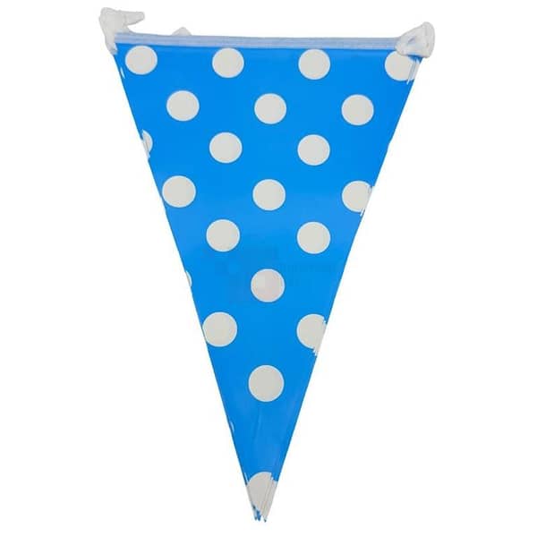 Light Blue Polka Dot Buntings - 12 Inch Flags, 60 Inch Total Length - Unisex Pack of 10