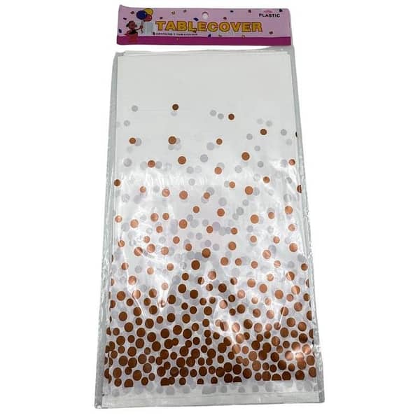 Rose Gold Dot White Table Cover - 72 x 54 Inches