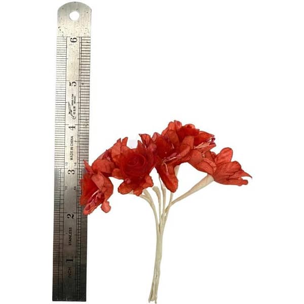 Pack of 6 Red Mesh Artificial Craft Flower Picks - Unisex