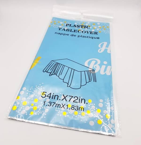 Blue and Gold Polka Dot Table Cover - 137 cm x 183 cm