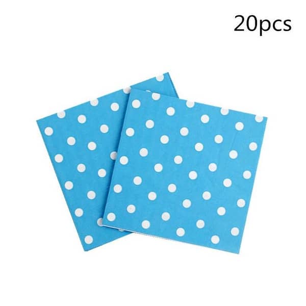 Pack of 20 Light Blue Polka Dot Napkins for Party Tableware